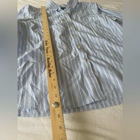 Lands End blouse. 3/4 quarter sleeves. Blue and white - Picture 2 of 10